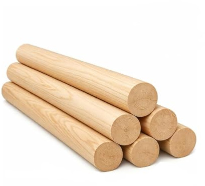5 Stück Rundstab aus Holz, 24mm - 50 mm Durchmesser, 30cm - 100cm Länge, Naturholz Rundholz Holzstäbe rund natur Holzstab, Holzstäbchen,Holzstange, Rundstab Bastelstäbe (Ø 44mm x 50cm lang)