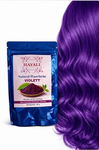 Hayali Natural Haarfarbe. Henna Haartönung, 100g, Chemiefreie Haarfarbe, Grauhaarabdeckung. Anti-aging. Organic. Vegan. حناء (Violett)