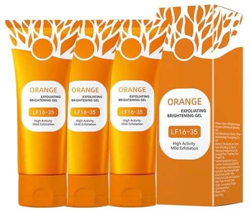 Orange enzymer exfolierande gel, naturlig apelsinskalningsgel för ansikte djuprengöring och porrengörare, mjuk ansiktsskrubb och kroppsskrubb för fuktgivande hud (3 st)