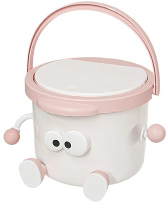 Generisch Mini Mülleimer für den Schreibtisch mit Deckel - Tragbarer Tischmülleimer mit Druckdeckel für Schlafzimmer und Büro, Cartoon-Papierkorb und Stifthalter, ABS-Material