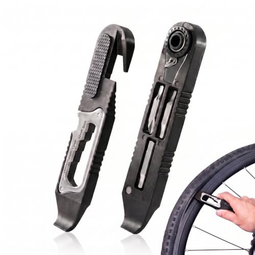 CWAGRQ 16-in-1 Bike Tire Levers Kit with Ratchet Wrench, Portable Multitool | Detachable Magnetic Tyre Repair Tool, Includes H3-H6 Hex, T25 Torx, PH2, Built-in 9-15mm Wrenches, File for MTB Road Bikes