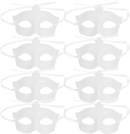 Zerodeko 10 Pièces Demi-masque Vierge Blanc en Plastique Respirant, Masque de Fête Polyvalent pour Soirée à Thème et Cosplay, Masque de Bal Masqué à Personnaliser