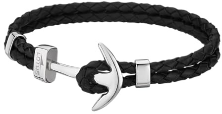 LOTUS STYLE Pulsera Hombre Acero Inoxidable 316L Brazalete de Diseño Sofisticado, Confortable y Resistente al Agua - Pulseras Hombre - Negra 215.00 mm LS1832-2/1 - Regalo de Cumpleaños, Día del Padre