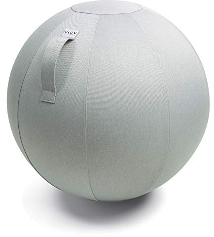 VLUV® BOL LEIV Sitzball Büro Ergonomisch [Atmungsaktiv mit Tragegriff und Wegrollschutz] Waschbarer Stoffbezug | Schwangerschaftsball| Gymnastikball Schwangerschaft Sitzball 65cm