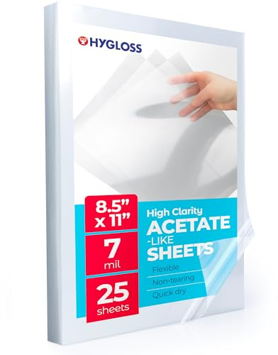 Hygloss Products Overhead-Projektorblätter, Acetat-Folie, für Kunst- und Bastelprojekte und Klassenzimmer, nicht für Drucker, 21,6 x 27,9 cm, 25 Blatt