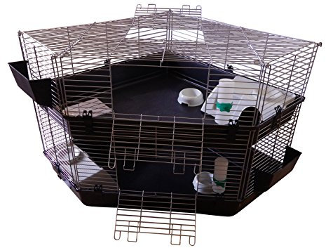 Zoo-Shop 2 Stöckiger Eck Doppel Nagerkäfig Kaninchenkäfig 100 x 100cm