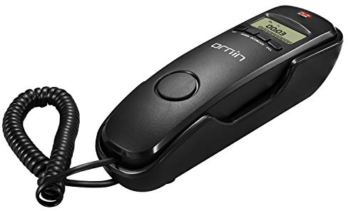 Ornin T112 Telefono a Filo Trimline con ID Chiamante, Installabile a Parete (Nero)