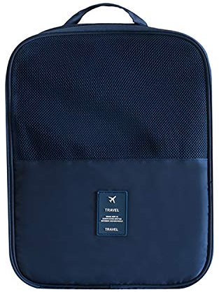 Dreamskull Schuhbeutel Schuhtasche Reise Waschbar Wasserdicht Reiseschuhtasche Schuhe Organizer Tasche Koffer Sportschuhe Aufbewahrungstasche Groß mit Reißverschluss (Dunkelblau, 30 * 22 * 13cm)