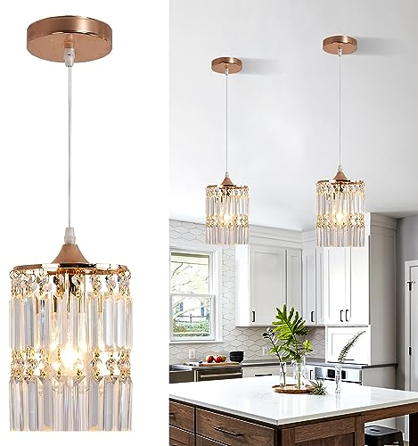 ZYDTRIP Modern Chandelier Gold Crystal Ceiling Light Dining Room Pendant Lighting Fixture for Living Room Kitchen Bedroom Hallway