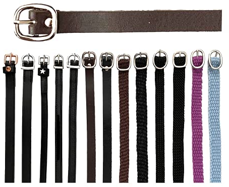 JA Horse Sporen Zubehör Sporenriemen Pferdespornriemen Reitsporenriemen Sporenschoner Sporenschutz (48 cm, Leder braun Basic)