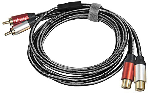 Oluote Cavo di prolunga RCA, 2 RCA Maschio a 2 RCA Femmina Cavo, Placcato in Oro Prolunga RCA Audio Stereo con PVC Sgusciato e Nylon Treccia (3M)