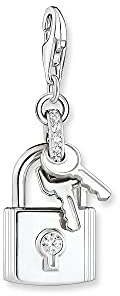 THOMAS SABO Damen Charm-Anhänger Schloss mit Schlüssel weiße Steine Charm Club 925 Sterlingsilber 1875-051-14