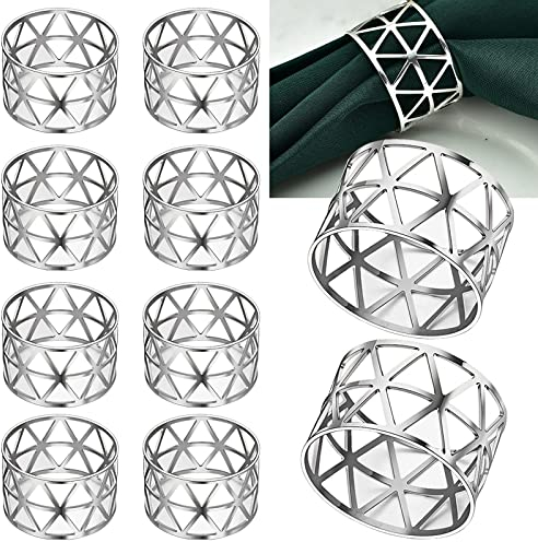 Serviettenringe Silber 10 Stück Hollow Out Metall Serviettenringe Universal serviettenringe Tischdekoration Serviettenhalter Serviettenring, für Hochzeitsfeier Abendessen Jubiläum Urlaubs Party