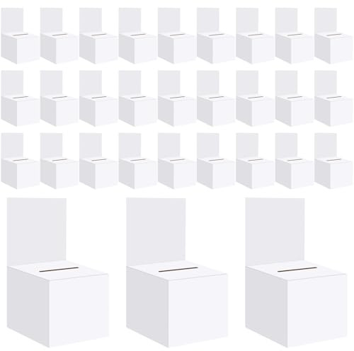 zzhxkjhky 30 Pack Raffle Boxes Ballot Box Suggestion Box with Slot, 6 x 6 x 6 Inch Cardboard Raffle Boxes with Slot for Ticket and Removable Header for Collecting Business Card Voting Contest