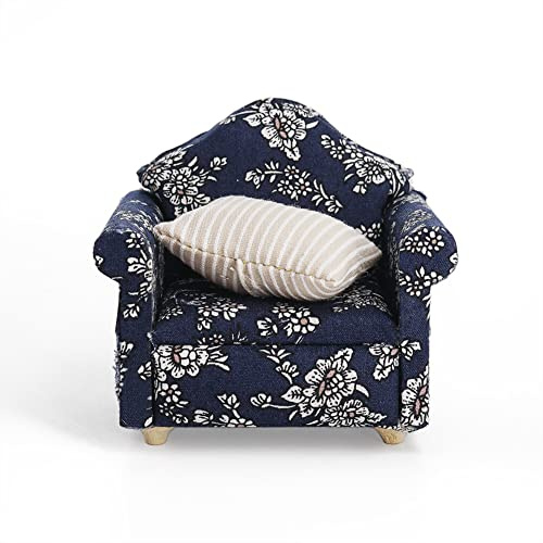 Odoria 1/12 Miniatur Sessel Puppenhaus Möbel Zubehör, Dunkelblau