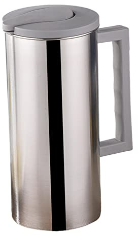 SM SunniMix Edelstahlkrug mit Deckel, Wasserkrug Edelstahl, Wasserkocher Saftkrug Wasserkaraffe Hitzebeständiger Karaffe Saft Krug mit Deckel für Kalt Warm Wasser Tee Milch Getränke - GRAU