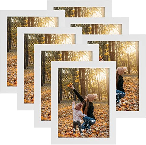 EXYGLO 7er Set Bilderrahmen 15x20 cm, Weiß Fotorahmen Collage für 20x15 cm Fotos und Bilder, Modern Rahmen Leicht und Dünn - Wand- oder Tischaufsteller