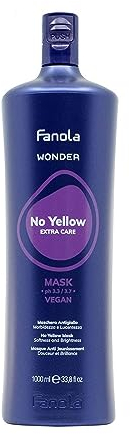 Fanola Wonder No Yellow Mask, Anti-Yellow Shampoo for Blonde, Lightened, Bleached or Grey Hair, Counter Yellow Tones with Leaving Hair Soft, Hydrated and Shiny, 1000ml
