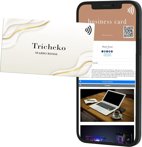 Biglietto da Visita Digitale NFC Contatcless QrCodeGRAFICA PERSONALIZZATA- PRODOTTO IN ITALIA Condividi istantaneamente informazioni di contatto, social media e altro ancora - Nessuna app necessaria