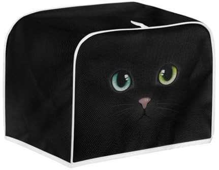 Kuiaobaty Black Cat Print Toaster Cover for 2 Slice Toaster, Animal Pattern Small Kitchen Bread Machine Cover Dust Proof,S