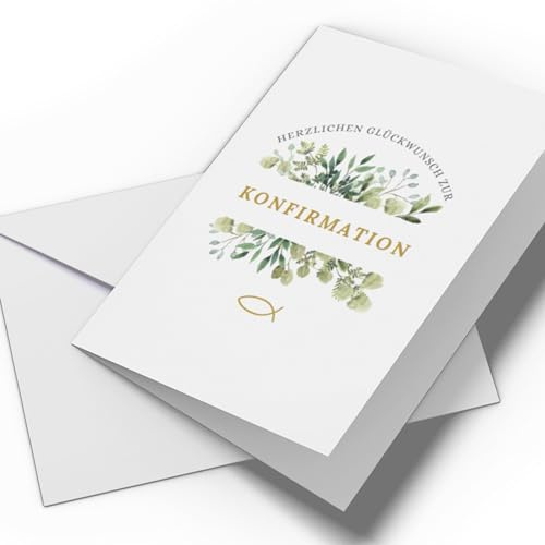 Glückwunschkarte Konfirmation | Set aus Din-A6 Klappkarte & Umschlag | Karte - Jugendlich-Unisex | (Variante: Konfirmation - Blumig)