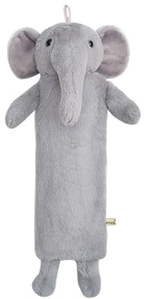 Premium Kinder Wärmflasche Schlauch 0.9 Liter mit schönem weichem Kunstpelz Bezug, Bettflasche aus Naturgummi, Wärmekissen, verschiedene Modelle (Elefant)