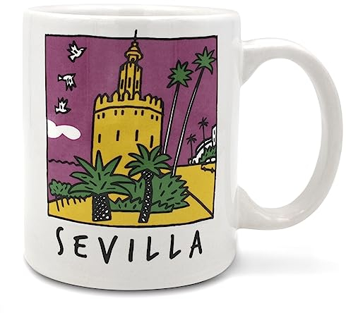 TBOC Tazza Porcellana Colazione [Torre del Oro] Regalo Originali | Siviglia Andalusia Spagna | Mug Set Tazze Caffe Tisana Coppia Tazzine Grande Particolari Ceramica