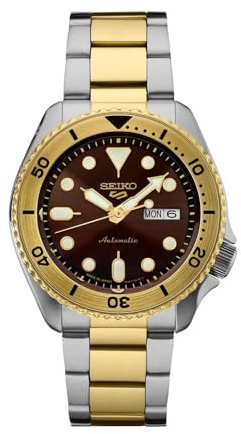 SEIKO 5 Orologio sportivo automatico con quadrante marrone SRPK24