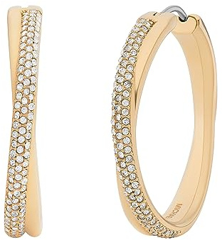 Michael Kors Stainless Steel and Pavé Crystal Hoop Earrings for Women, Color: Gold (Model: MKJ8319710)
