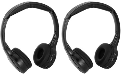 Qiilu 2-Kanal Kabellose Kopfhörer Infrarot IR Stereo Audio Kopfhörer Ohrhörer 10 Meter Reichweite 20–20.000 Hz für DVD-Player in der Kopfstütze des Autos