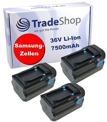 3X Trade-Shop Premium Li-Ion Akku, 36V / 7500mAh kompatibel mit Hilti VC20-UL, VC20-UM, VC40-UL, VC40-UM, WSC7.25, WSC70, WSR36, WSR36-A/Bohrhammer