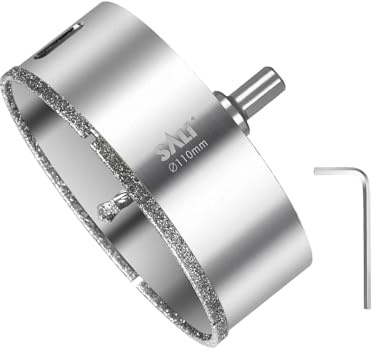 SALI 110 mm diamanthålsåg med centreringsborr och glasborr – diamantbeläggning, 45 # stål, ihålig borr för kakel, keramik, porslin, glas, marmor och skiffer