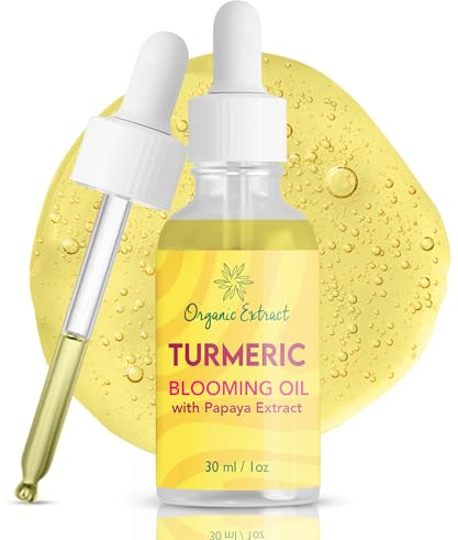 ORGANIC EXTRACT Kurkumaöl für Gesicht & Körper - 1 fl oz / 30 ml - Aufhellendes Serum gegen Augenringe, Falten, dunkle Flecken, spendet Feuchtigkeit und pflegt mit Papaya, Jojobaöl und Vitamin E