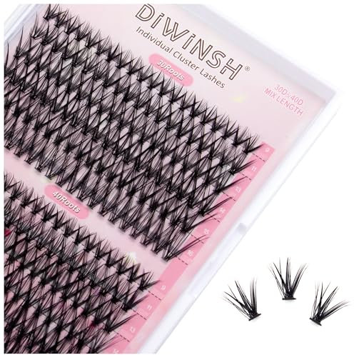 DIWINSH Pestañas pelo a pelo 240PCS Individuales Cluster 30D+40D 0.07 D Curl 9-16mm Mixed Pestañas postizas Extensión DIY de pestañas Individuales(30D+40D-9-16mm-MIX)
