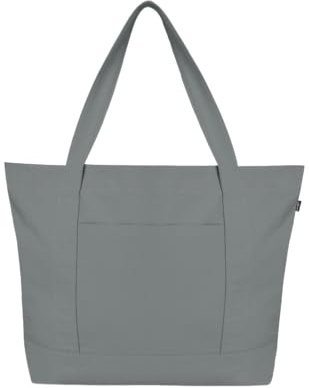 Eco Right Tote Bag Lona Mujer, Hombre Con Cremallera Y Bolsillo Interior, 100% Algodón Ecológico Bolsa Playa