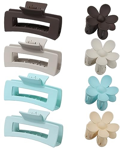 RYAN 8 pezzi per capelli da donna grandi 10,5 cm grandi pinze per capelli opachi 7,5 cm fiore clip in ABS antiscivolo per capelli artiglio pinza granchio per donne spesse sottili