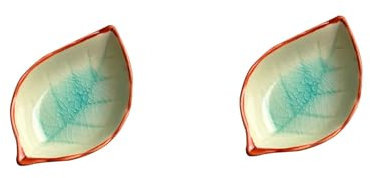 Saucière blanche Plats à Sauce en forme de feuille, soucoupe en céramique Vintage et Mini plat d'assaisonnement latéral for apéritif Ketchup cadeau maison Sauce crème (Color : Groen, Size : 2)