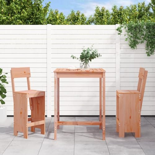 HETFTJN 3-TLG. Gartenbar-Set, Balkonstühle Gartenmöbel Set Lounge Tisch Loungesessel Geeignet für Wenig Platz Balkon Garten Außen Massivholz Douglasie