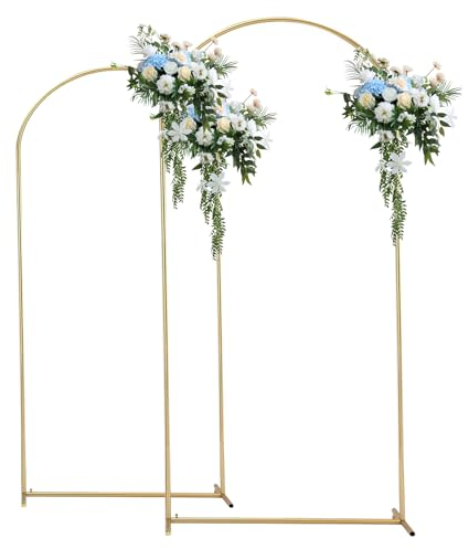Arco de Boda,Kit de Arco de Globos,Arco Cuadrado de Metal,2 Piezas de 80x180cm y 100x200cm,Soporte de aro de Globo,Soportes de Arco de Dorado,Decoración de Boda Fiesta Cumpleaños