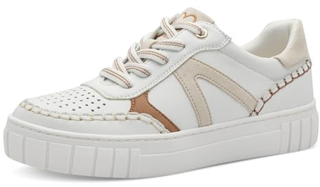 Marco Tozzi Sneaker da Donna Piatte con Lacci per Il Tempo Libero, White Dune, 38 EU