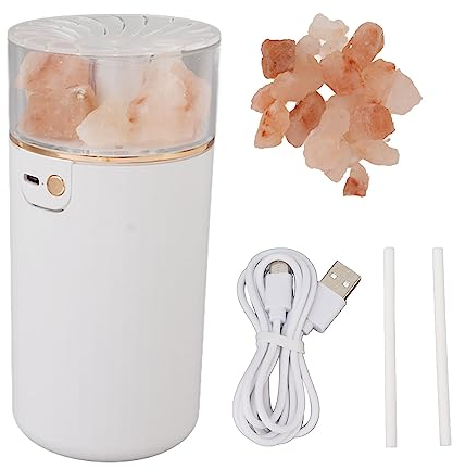 YUJIEE Essential Oil Diffuser, 3 in 1 Aromatherapy Diffuser Himalayan Pink Salt Crystal LED Night Light Cool Mist Humidifier for Bedroom Home Office, Air Vaporizer Salt Lamp (White)
