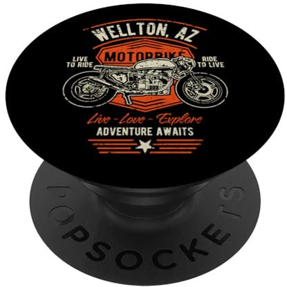 Wellton AZ USA Distressed Style Motorrad Design PopSockets mit austauschbarem PopGrip