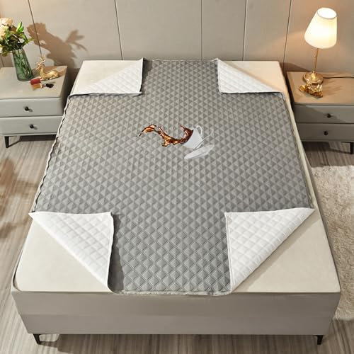 Protège-Matelas Imperméable avec Fermeture éclair 140x190/200 Personnalisable Housse de Protection Matelas Déménagement Lavable Couvre Matelas Housse Integrale Matelas Matelassé (140x190+18cm,Gray)
