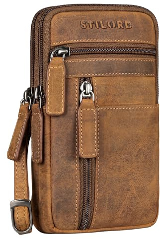 STILORD Asher Leder Brustbeutel Herren Vintage Gürteltasche Crossbody Bag Handytasche zum Umhängen Kleine Brusttasche stylish für Handy Pass Reisebörse Männer Echtleder Farbe:Bergamo - braun