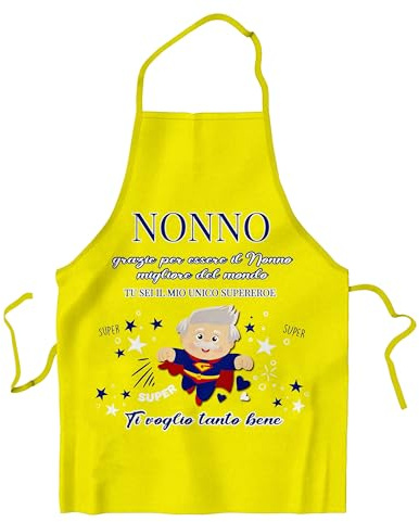 KAÏDENSÏ Ideas de regalo abuelo abuela original – Delantal de cocina para abuelos mejor del mundo – Ideas de regalos divertidos – Gadget cumpleaños originales para él ella, Amarillo - Abuelo, talla