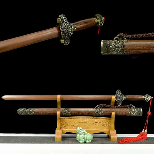 HJHUUA Handgefertigtes chinesisches Holzschwert,gerades Holzschwert mit Scheide,103 cm Bokken für Cosplay,Ausstellung,Dekor,Kendo,Sammeln,Geschenke