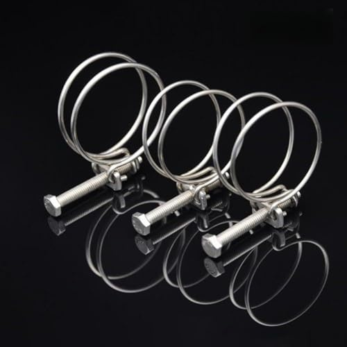 Juego de 10 clips de manguera de acero inoxidable, diseño de doble alambre para uso seguro en estanques y electrodomésticos (11-16 mm)