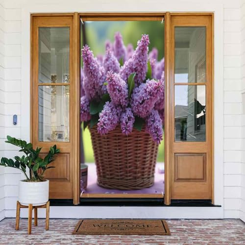 Decorazioni per porte – Primavera Estate Classico Bouquet Lilla Stampa No.153 Striscione per porta per davanti, Invernale Autunno Segnale Copertura Banner Appeso Sfondo per Esterno Interno Eve
