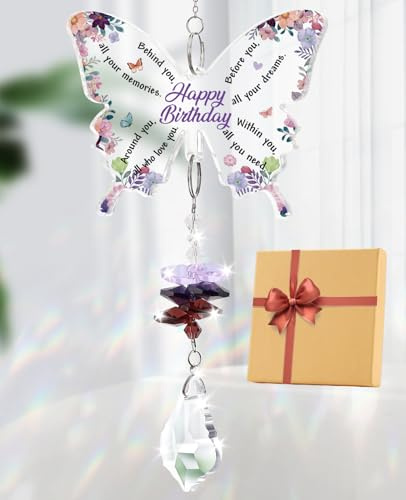 KAAYEE Birthday Gifts for Women, Beautiful Butterfly Crystal Suncatcher Decoration Gift for Her, Best Birthday Gift for Mum Wife Sister Girl, Unique Anniversary Presents for Friend Bestie Female