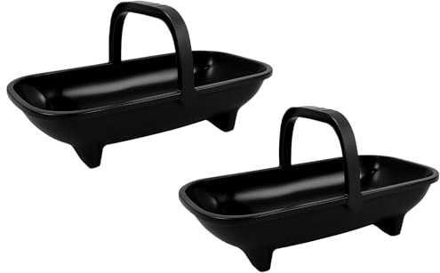 Muddy Hands Pack of 2 - Black Plastic Garden Trug with Carry Handle – Ideal for Carrying Garden Tools, Harvesting Vegetables & Collecting Flowers – Durable & Easy to Clean – 53cm x 29cm x 14cm